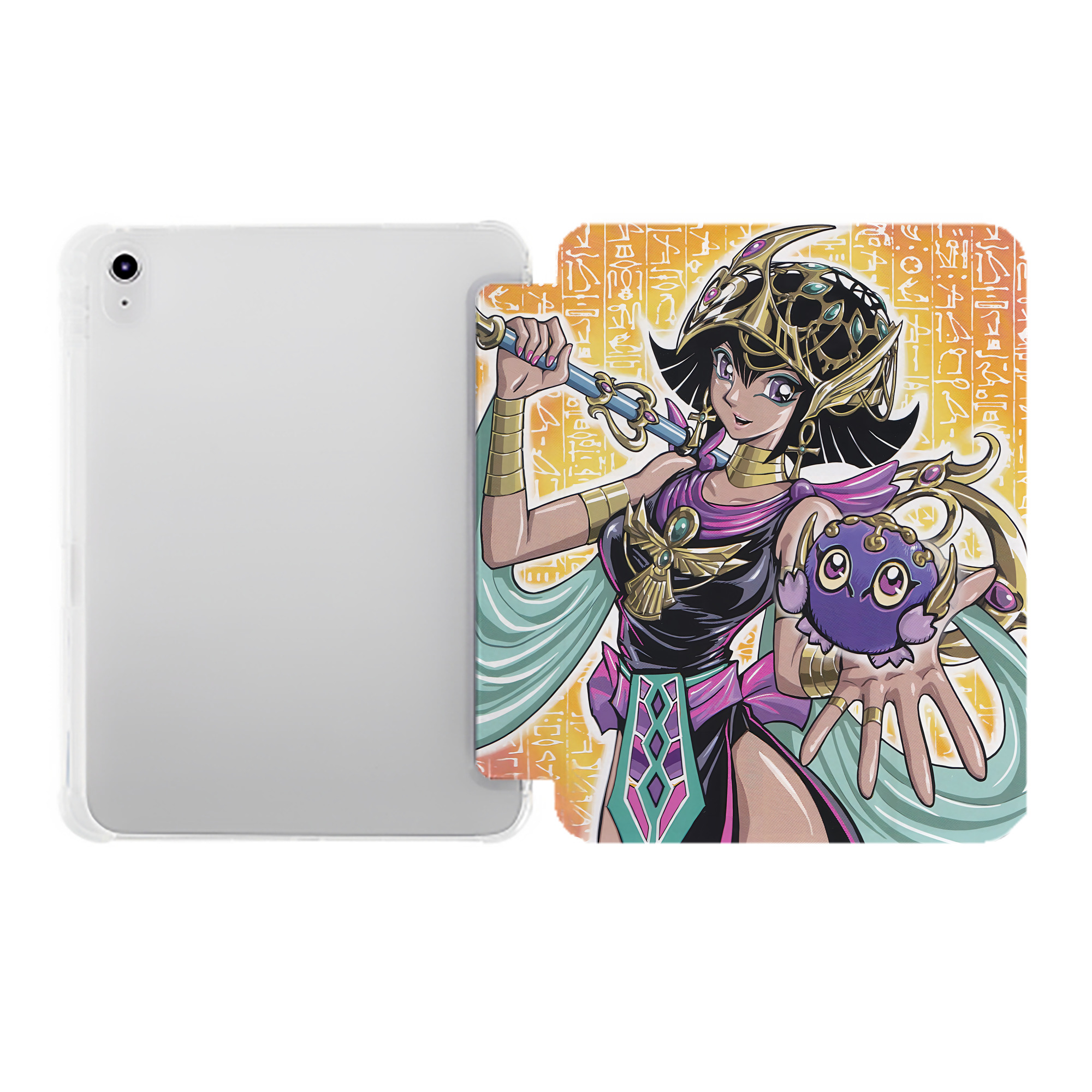 （画像用） 遊☆戯☆王 Yu-Gi-Oh! IPad ケース ペン収納付き 三つ折りスタンド PUレザー×シリコン 対応機種9.5/10.5/10.9インチ